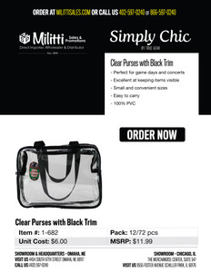 $11.99 Clear Purses with Black Trim $11.99 Clear Purses with Black Trim