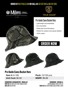 $9.99 Pro Guide Camo Bucket Hats