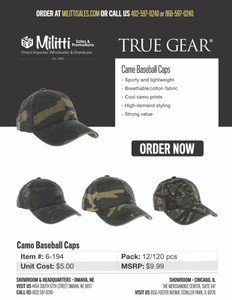 $9.99 Pro Guide Camo Baseball Caps