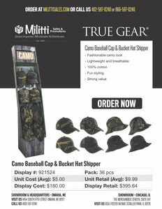Pro Guide Camo Baseball Cap & Bucket Hat Shipper - 36 pcs