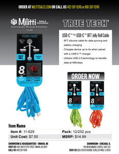 $14.99 USB-C to USB-C 8 FT Jelly Roll Cable