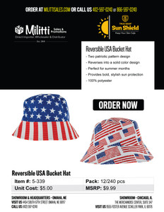 $9.99 Reversible USA Bucket Hat