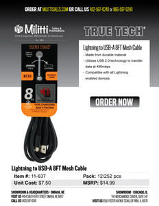 $14.99 Lightning to USB-A 8FT Mesh Cable
