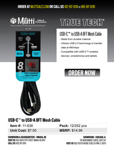 $14.99 USB-C to USB-A 8FT Mesh Cable