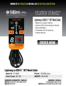 $14.99 Lightning to USB-C 8FT Mesh Cable