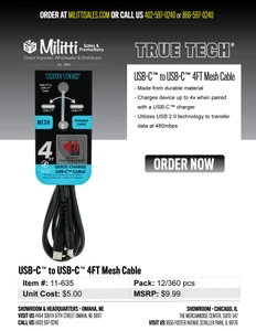 $9.99 USB-C to USB-C 4FT Mesh Cable