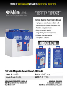 $17.99 Patriotic Magnetic Power bank 5,000mAh