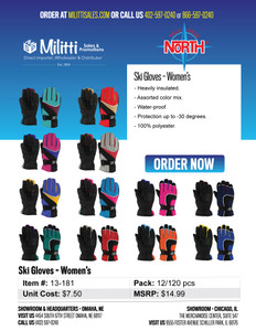 $14.99 Ski Gloves - Women's