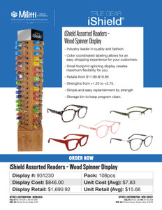 iShield Assorted Readers - 72pc Wood Spinner Display iShield Assorted Readers - 72pc Wood Spinner Display