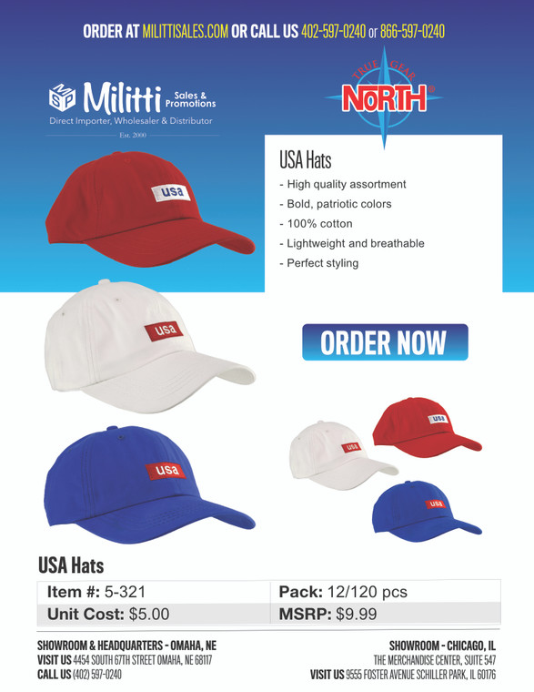 $9.99 USA Hats