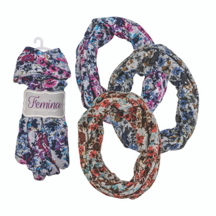 $9.99 Lucie - Infinity Scarf with Flower Pattern