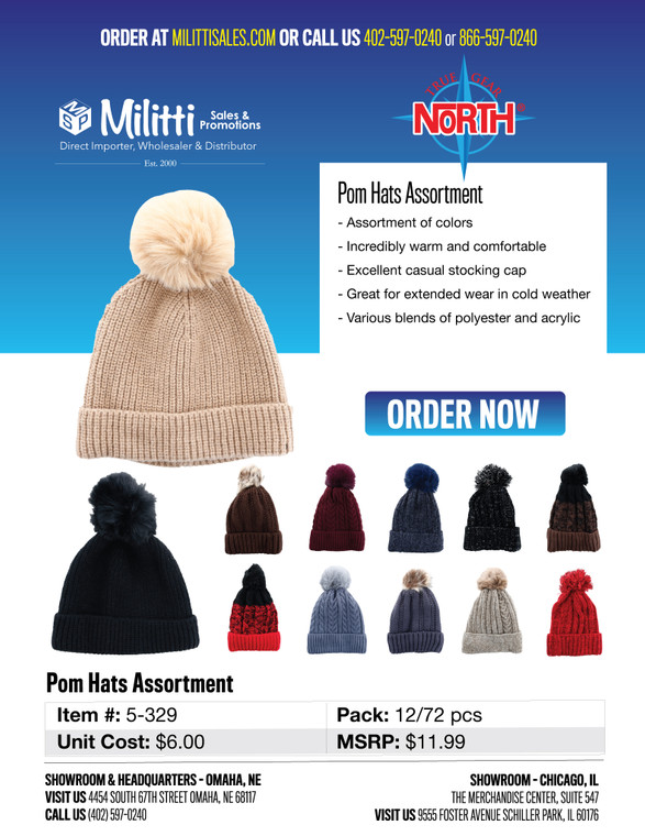$11.99 Pom Hats Assortment
