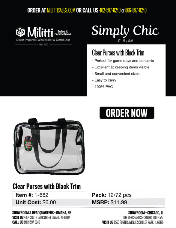 $11.99 Clear Purses with Black Trim