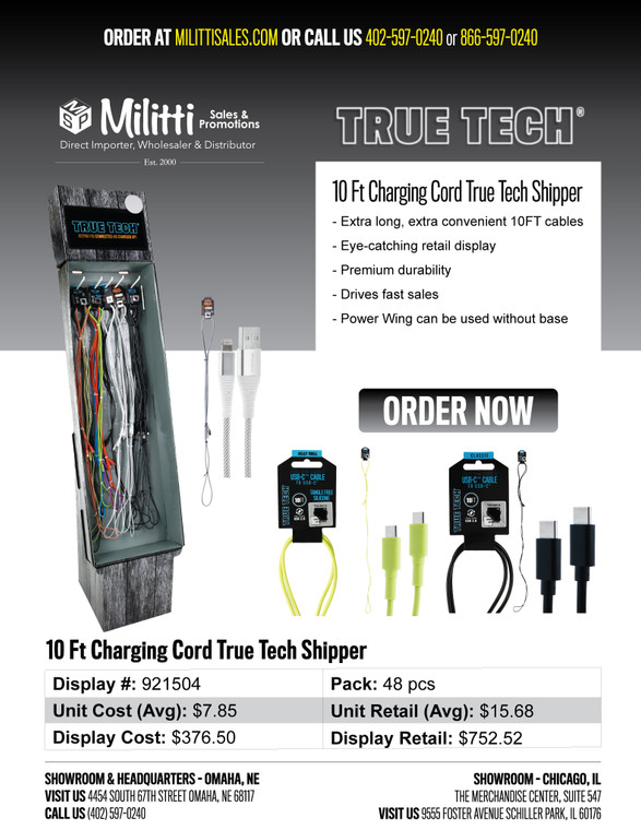 10 Ft Charging Cord True Tech