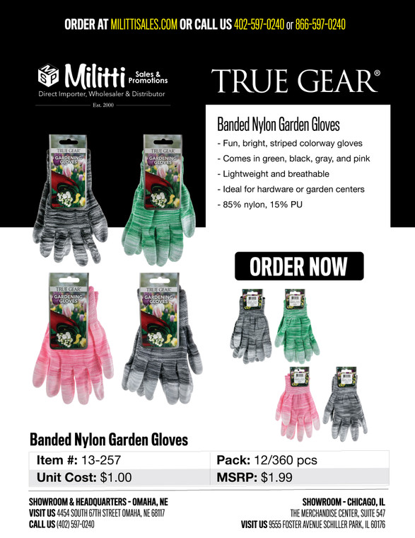 $1.99 Banded Nylon Garden Gloves