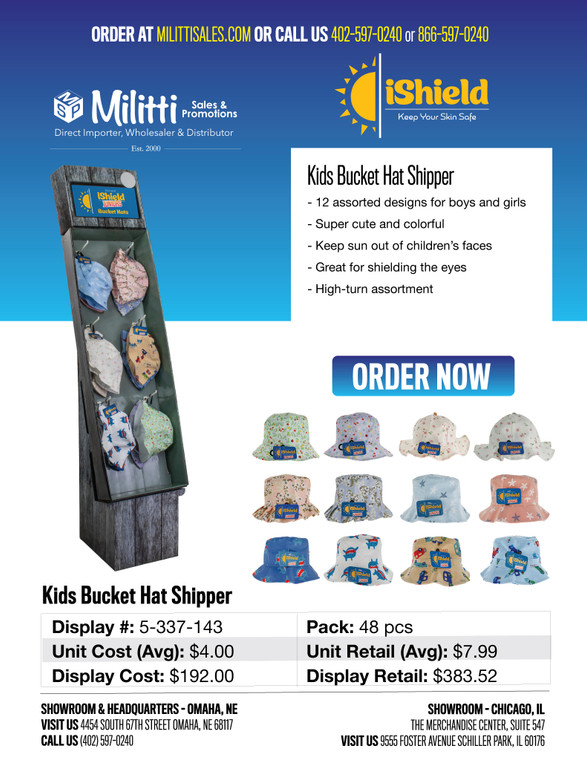 Kids Bucket Hat Shipper - 48pcs