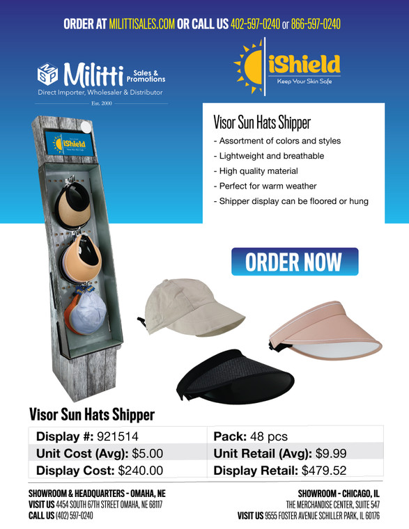 Visor Sun Hats Shipper - 48pcs