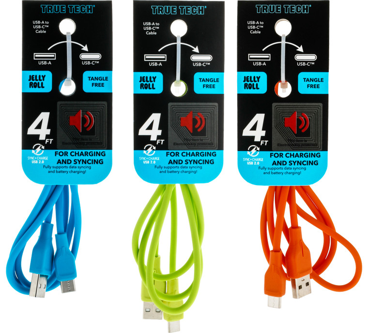 $9.99 USB-C to USB-A 4FT Jelly Roll Cable