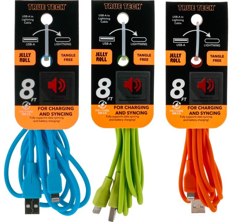 $14.99 Lightning to USB-A 8 FT Jelly Roll Cable