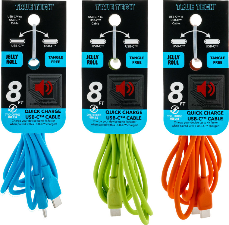 $14.99 USB-C to USB-C 8 FT Jelly Roll Cable