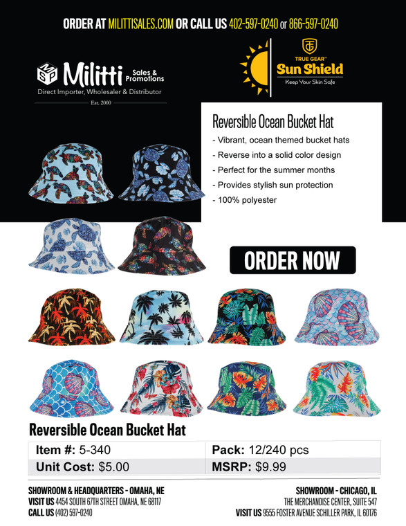 $9.99 Reversible Ocean Bucket Hat