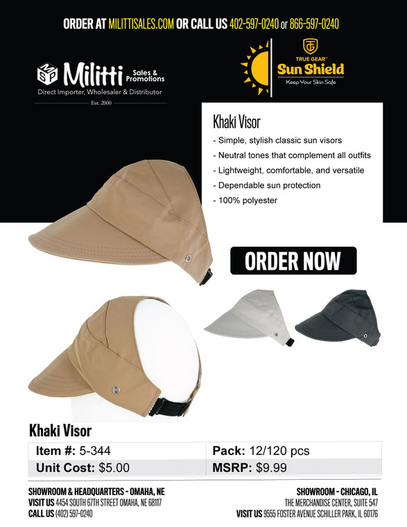 $9.99 Khaki Visor