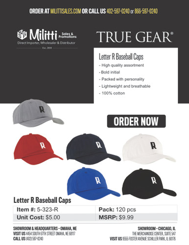 $11.99 Letter R Baseball Caps