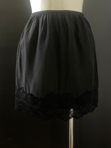 Lotti Lace Mini Slip Skirt, Black