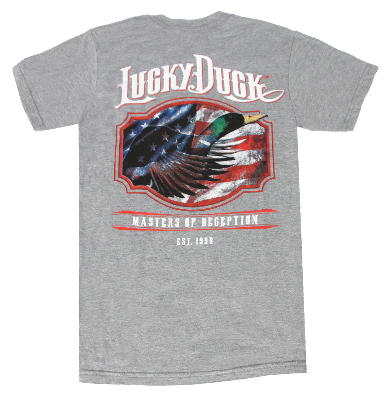 Grey American Flag T Shirt Lucky Duck Decoys