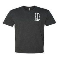 LD Script Back White Font T-Shirt