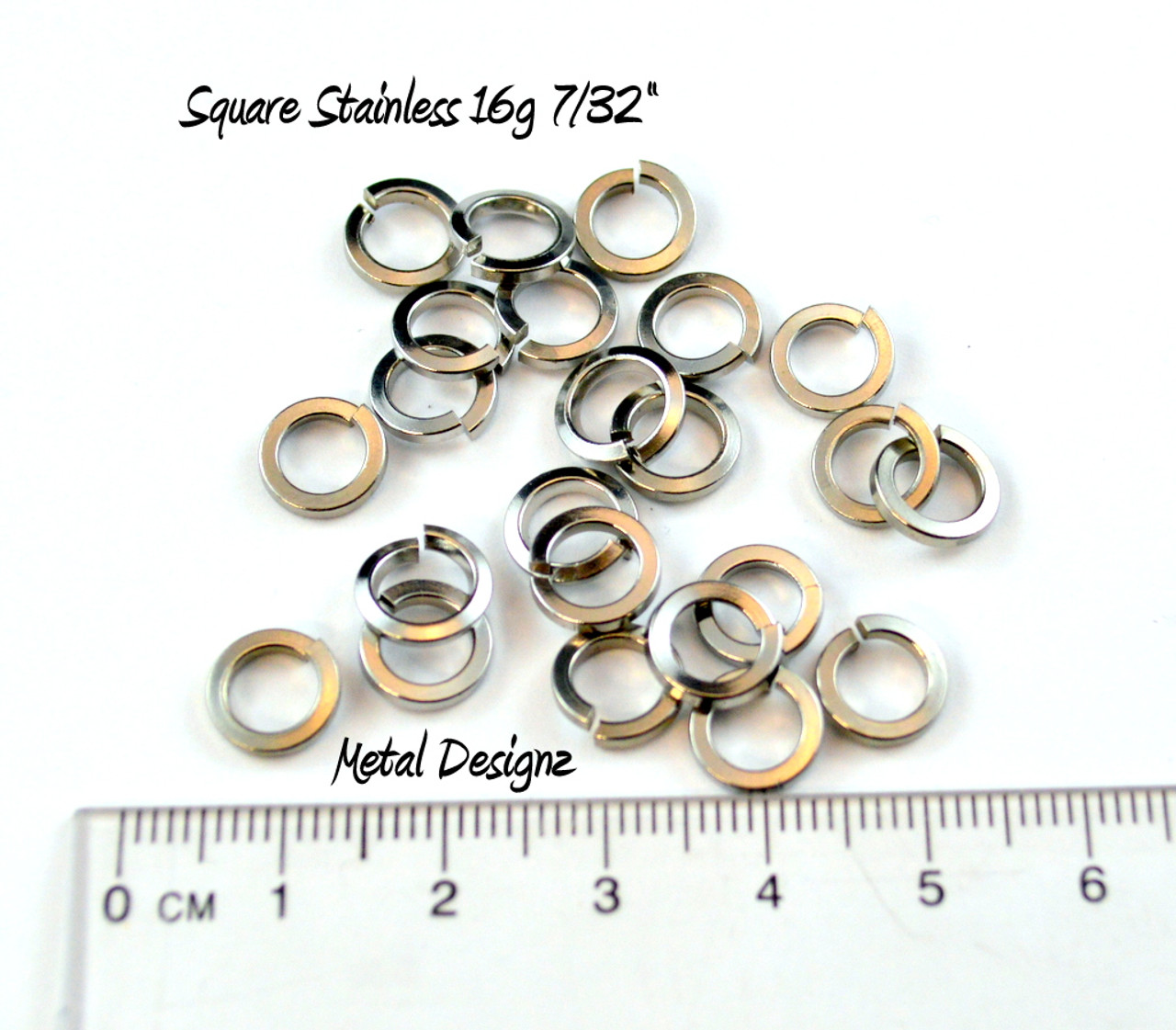 Square Wire Stainless Steel Jump Rings 16g 7/32 ID