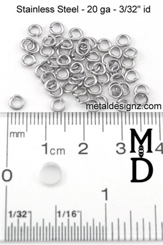 Stainless Steel Jump Rings 20 Gauge 3/32