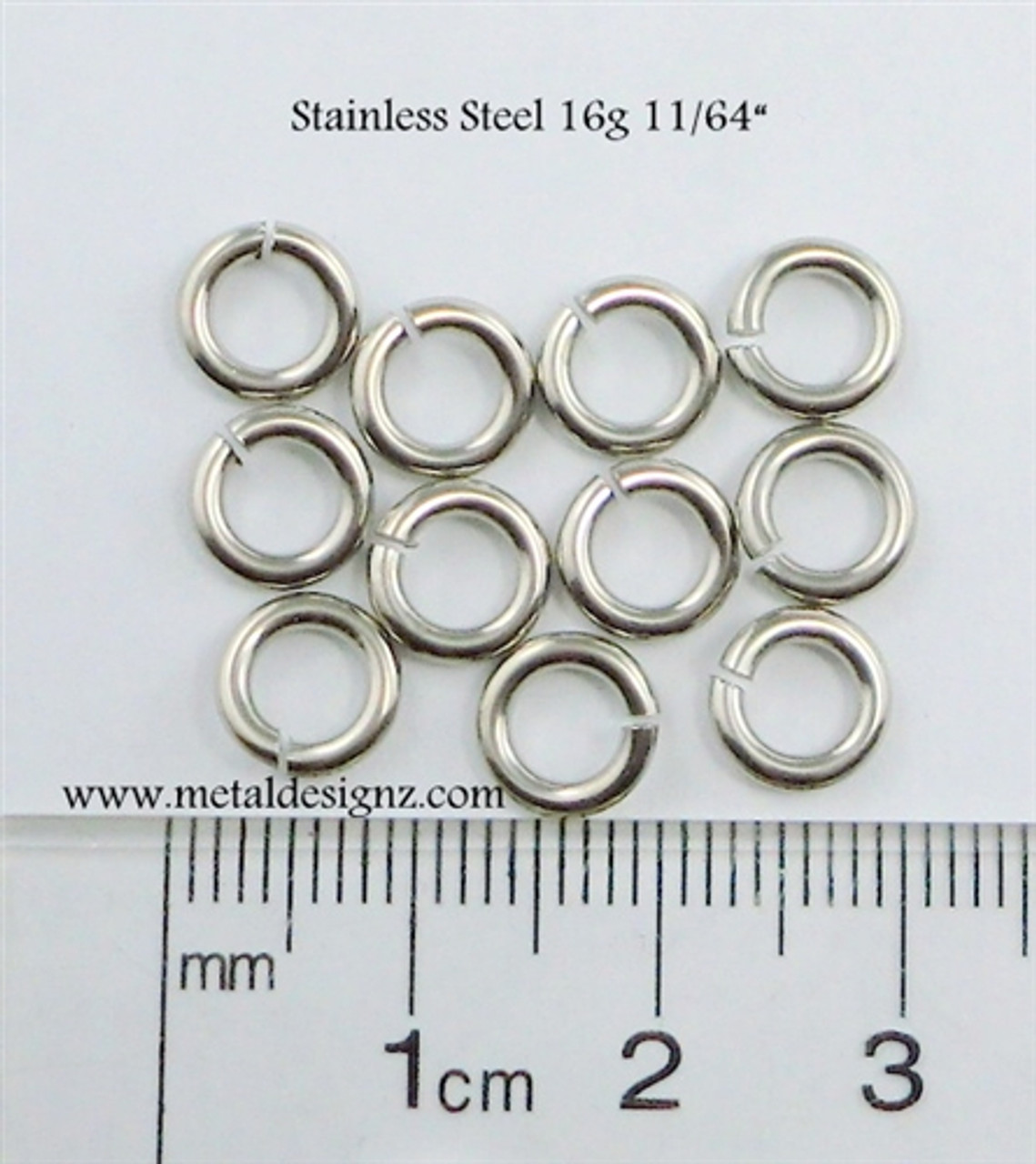 Stainless Steel Jump Rings 16 Gauge 11/64 id.