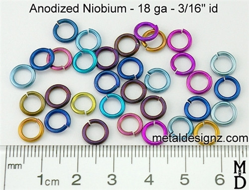 Anodized Niobium Jump Rings 18 Gauge 3/16