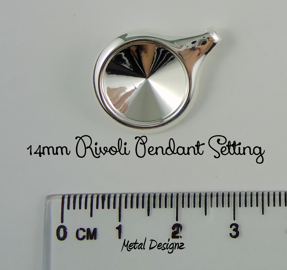 Rivoli Pendant Setting - 14mm - Silver plated - Metal Designz