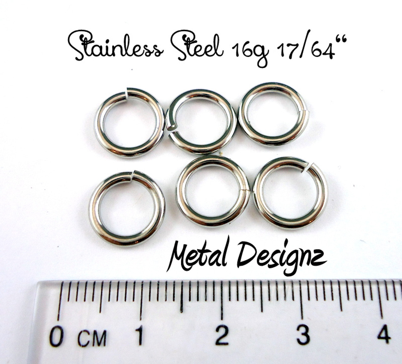 Stainless Steel Jump Rings 16 Gauge 17/64 id. - Metal Designz