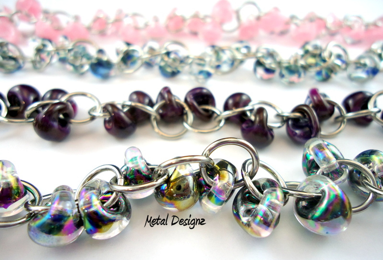 Unicorne Bracelet Kit - Stainless & Lamp Work Beads - Metal Designz