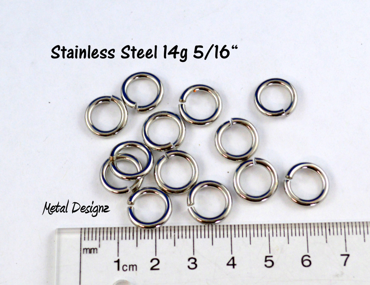 Stainless Steel Jump Rings 14 Gauge 5/16 id. - Metal Designz