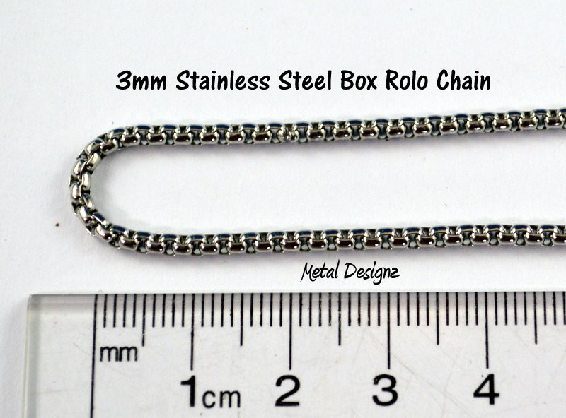 Stainless Steel Box Rolo Chain - 3mm 