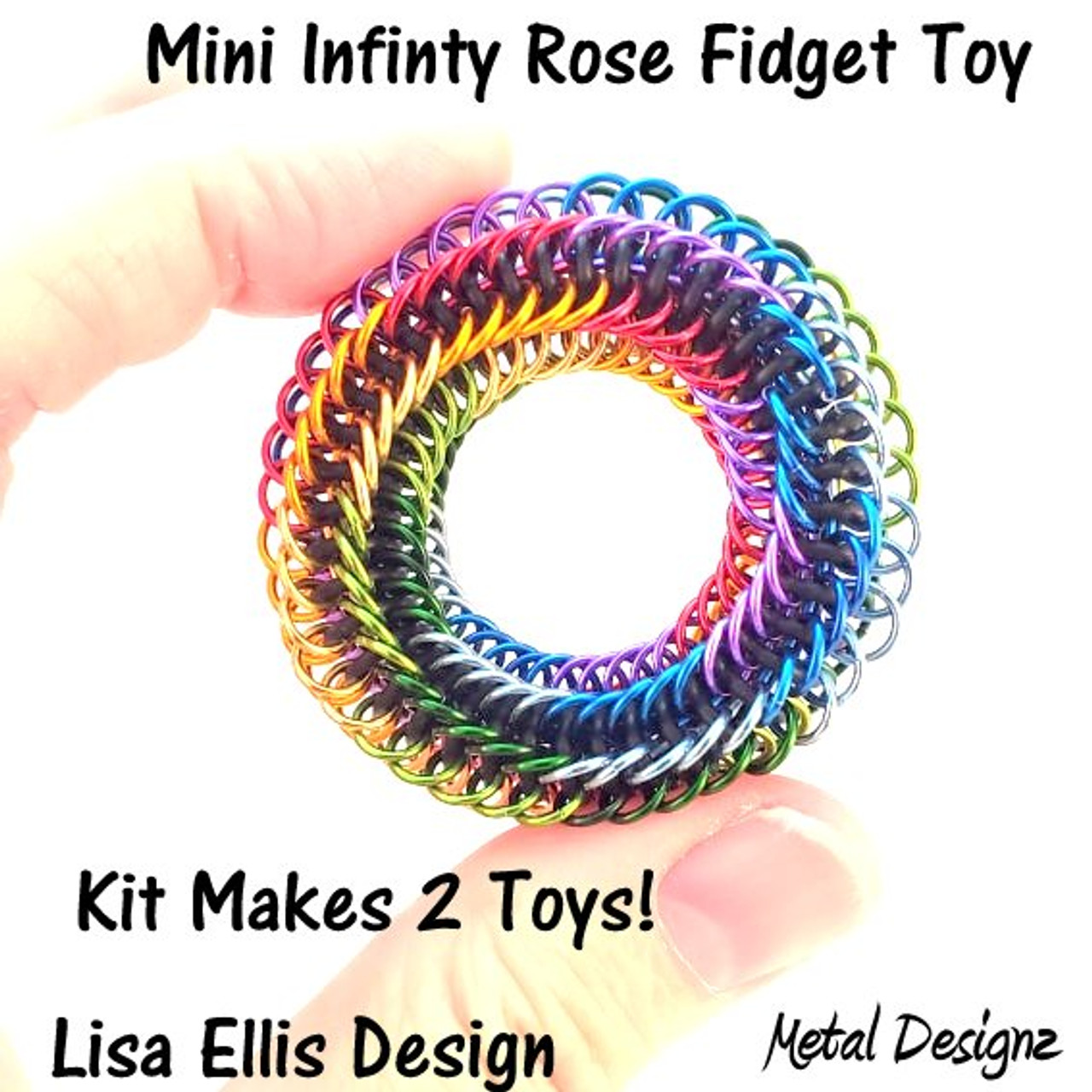New Mini Rainbow Infinity Rose Fidget Kit - Makes 2 toys - Metal Designz