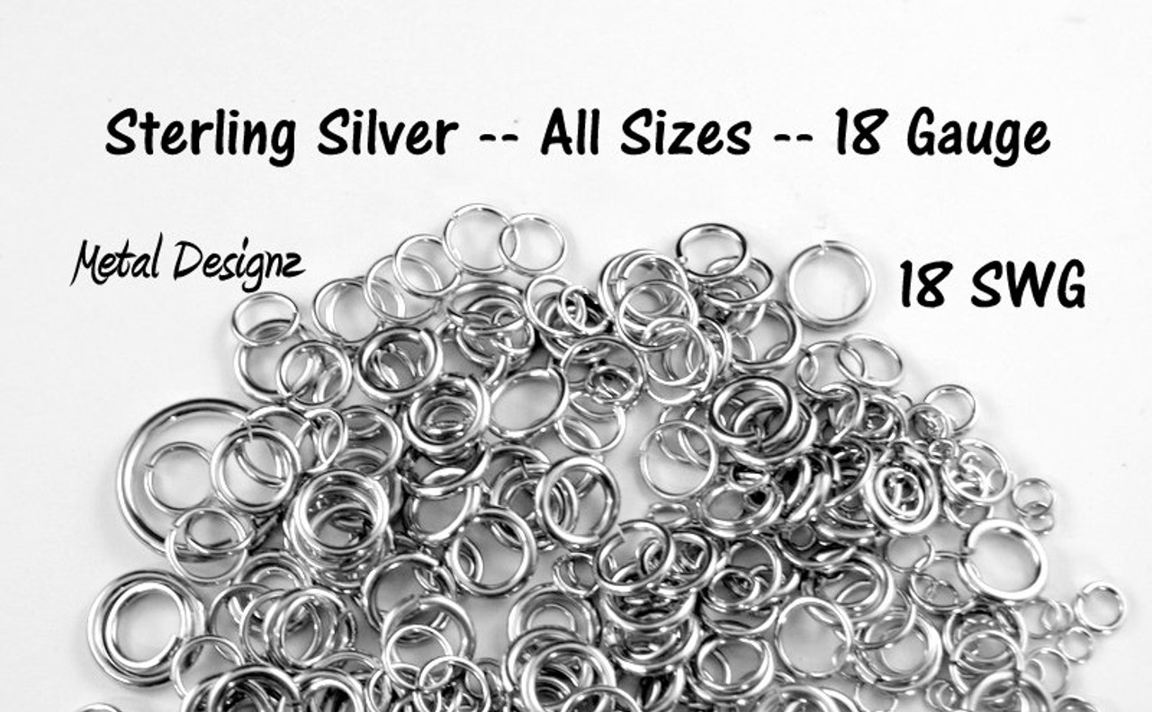 Sterling Silver Jump Rings 18 (SWG) Gauge Jump Rings - Sold by 1/2 Ounce