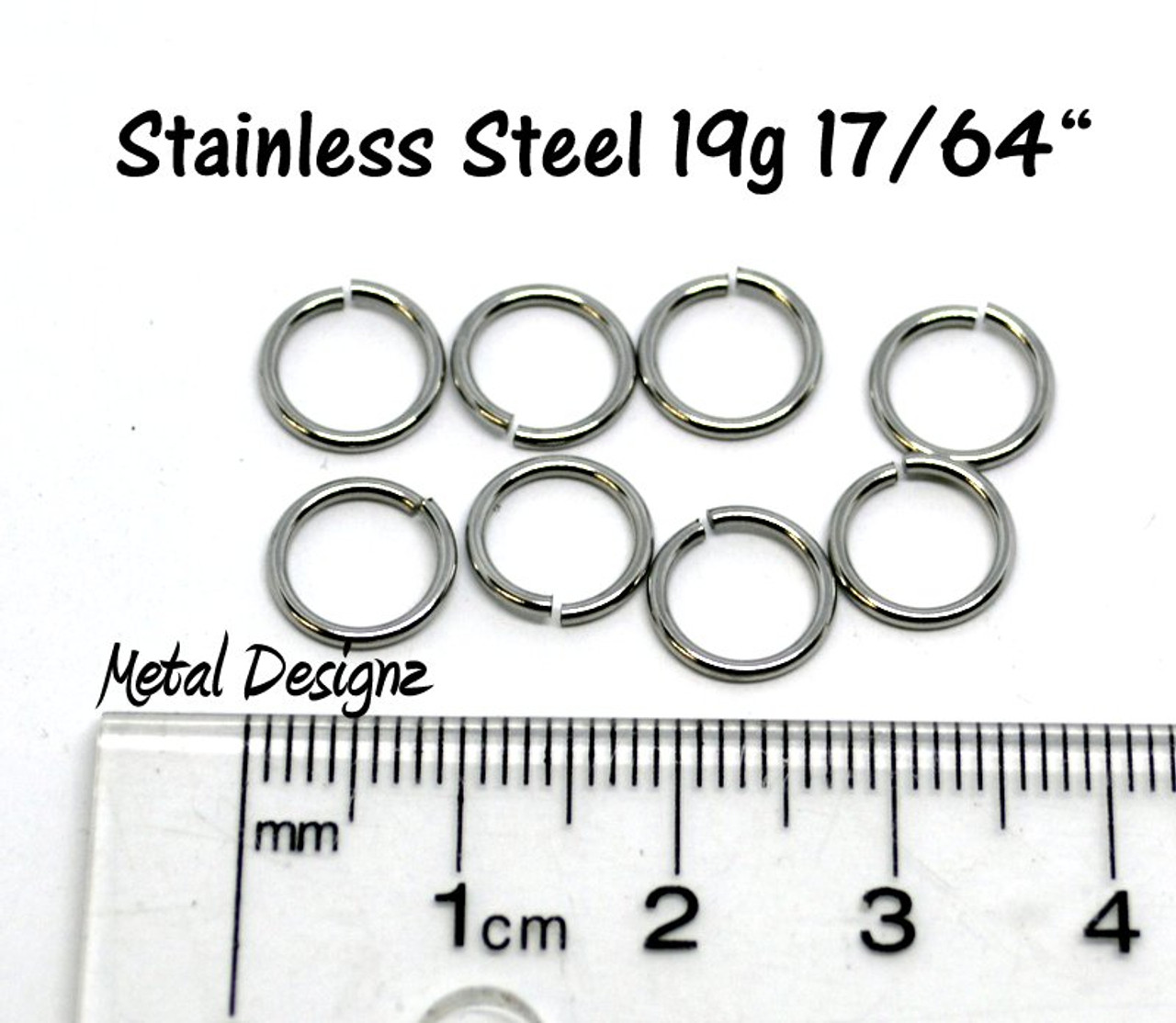 Stainless Steel Jump Rings 19 Gauge 17/64 id.