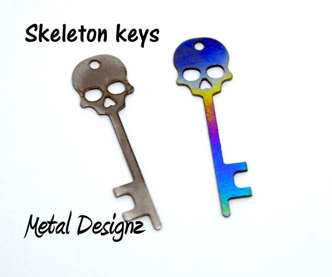 Laser Cut Titanium Skeleton Key Charms - Sold each - Metal Designz