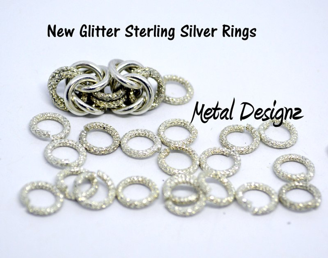 Sterling Silver- Glitter Rings in Various sizes- Sold per 1/4 ounce bag