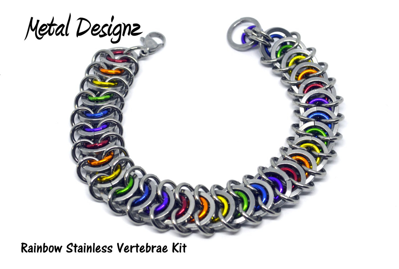 Stainless Steel Vertebrae Bracelet Kit - Rainbow - Metal Designz