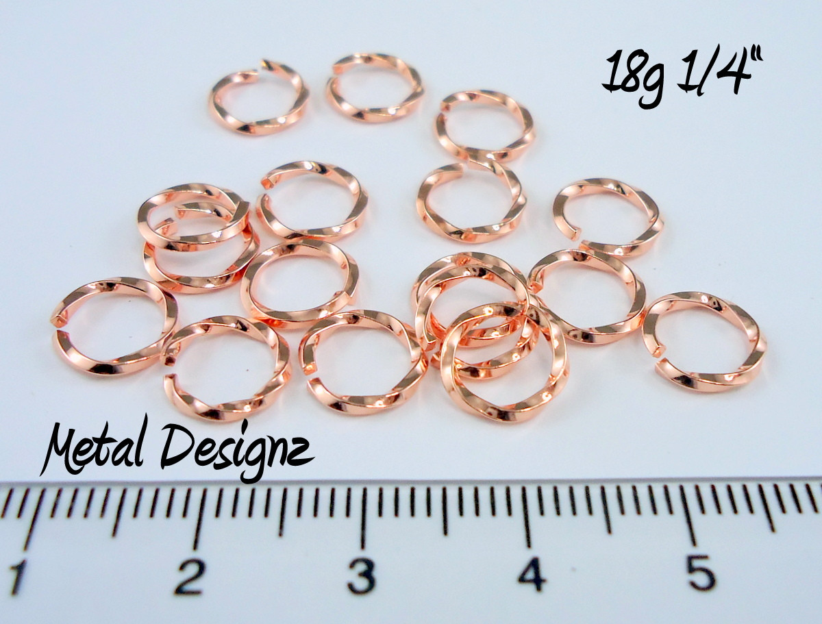 Square Copper Wire Twisted Jump Rings 18 Gauge 1/4" id. Metal Designz