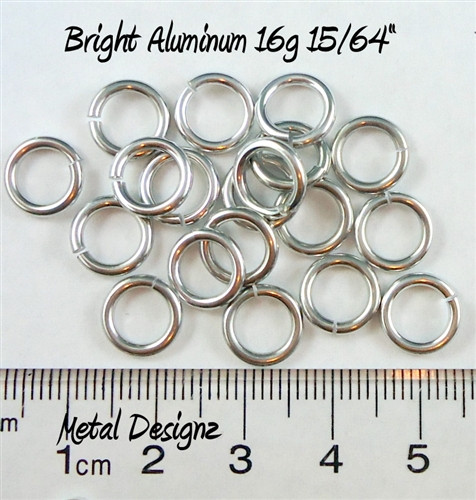 Bright Aluminum Jump Rings 16 Gauge 15/64" id. Metal Designz