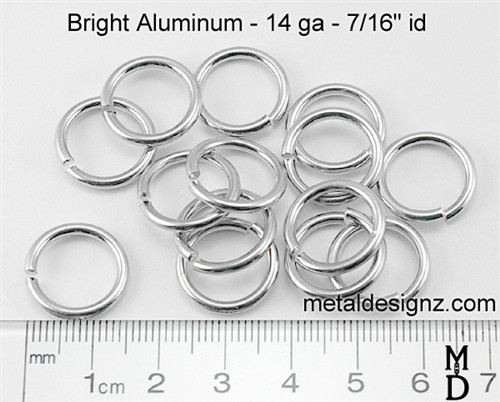 Bright Aluminum Jump Rings 14 Gauge 7/16" id. Metal Designz