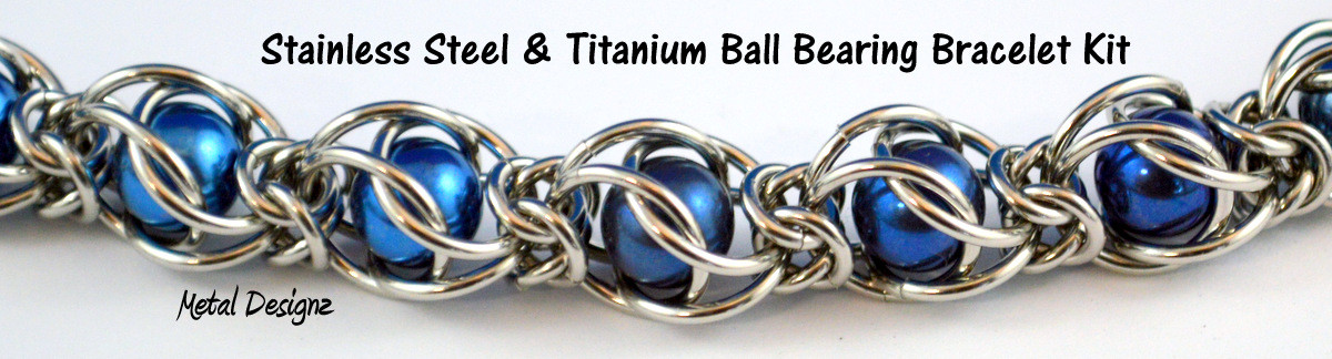 Caged Ball Bearing Bracelet Kit Stainless Steel and Titanium Small