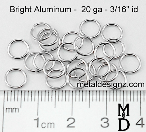 Bright Aluminum Jump Rings 20 gauge 3/16" id Metal Designz